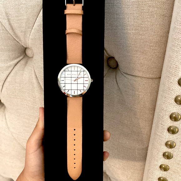 CHRISTIAN PAUL MENS STAINLESS STEEL BEIGE LEATHER BAND WHITE DIAL ROUND WATCH - Picture 2 of 3